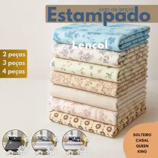 Kit Jogo de Lençol Box Estampado - Solteiro | Casal | Queen | King Size Cama