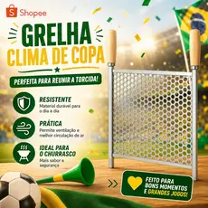 Grelha Churrasco Grande Tela Moeda 50x50cm Alças De Madeira