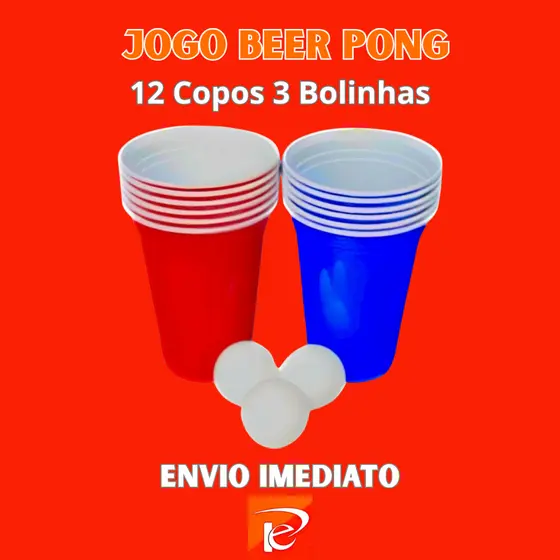 Copo Americano Jogo Beer Pong Red Blue Cup 400ml 12 Copos 3 Bolinhas