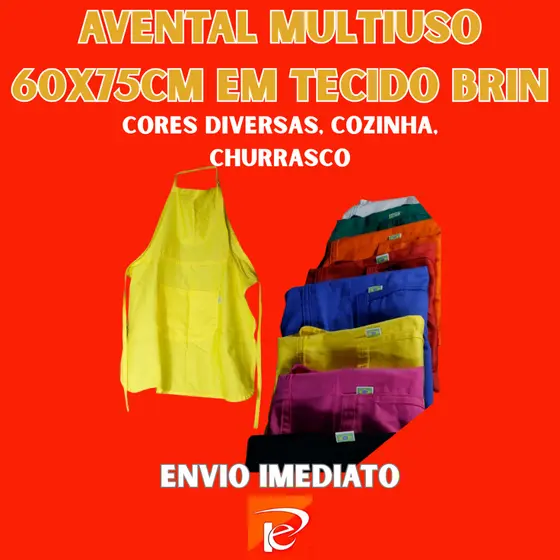Avental Multiuso 60x75cm em Tecido Brin – Cores Diversas, Cozinha, Churrasco e Artesanato Restaurant