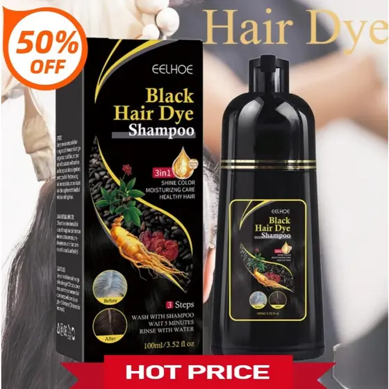 3 Em 1 Shampoo Natural Herbal Hair Dye Cor De Cabelo Para Cabelos Gary Black Mulheres E Homens Cobertura Cinza 100ml