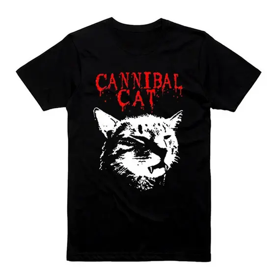 Camisa Camiseta T-shirt Unissex Cannibal Cat Horror Streetwear 100% Algodão
