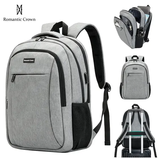 ROMANTIC CROWN Mochlia Masculina Impermeável Reforçada, Compartimento Notebook 15,6", Grande Capacidade p/ Viagem Escola