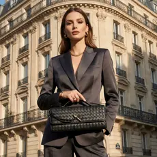 Bolsa Feminina Mão Transversal Ombro Clutch Noite Trançada Couro PU Vegan Festa Balada Casamento Alça Ajustável
