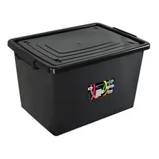 Caixa Organizadora 56 Litros C/ Tampa E Trava Preta Oferta cor:preto
