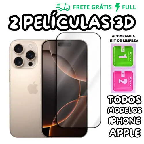 2 PELÍCULAS DE VIDRO 3D PARA IPHONE TODOS MODELOS PARA IOS 7 8 XS XR 11 12 13 14 15 16 PRO MAX