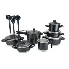Kit 10 Peças Jogo de Panelas Conjunto com Panela de Pressão 4,5 litros Leiteira e Talhares Alumínio Extra Forte