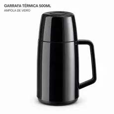 Garrafa Térmica Soprano Mega Lotus 500ml Preta com Ampola de Vidro para Café e Bebidas