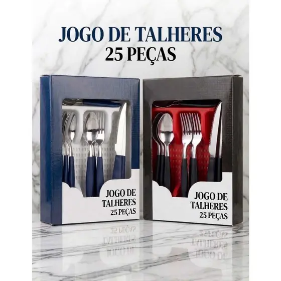 Jogo De Talher 24 Peças Porta Talheres Kit Organizador De Talheres