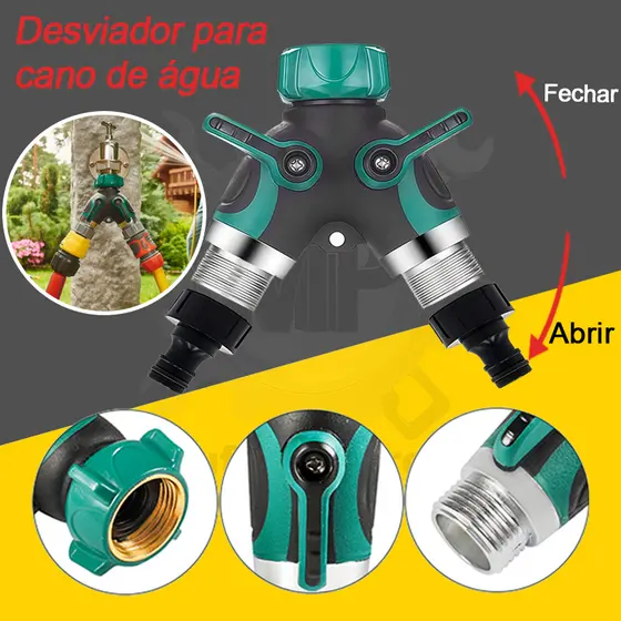 Conector Y Duplo em Zinco para Torneira 3/4" - Divisor de Água com Válvulas, Ideal para Irrigação de Jardim 🚰🌿