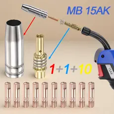 Kit 12 Bicos 0,8MM 15AK Bocal Difusor Isolador PARA Tocha Mig15AK MIG C/S GÁS