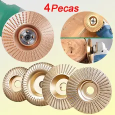 Kit 4 Discos de Desbaste e Escultura para Madeira 100mm 4" Para Esmerilhadeira Angular