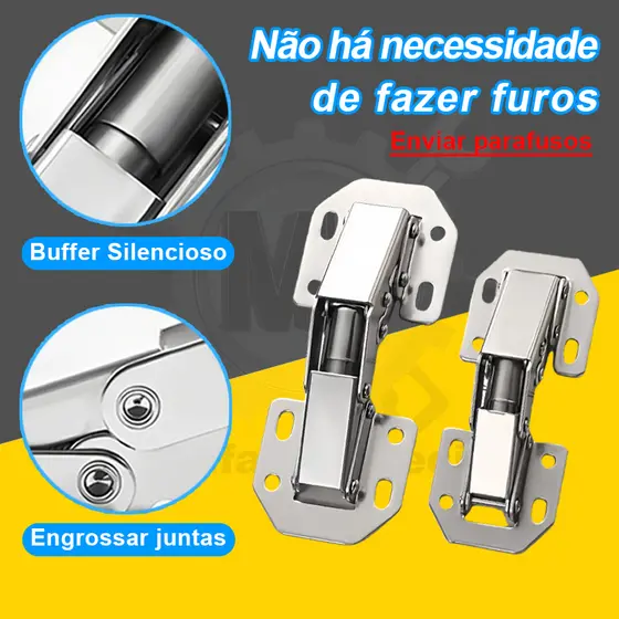 4/10pcs Dobradiça De Armário Para Porta Com Furo Sem Perfuração De 90 Graus Hardware Móveis Domésticos