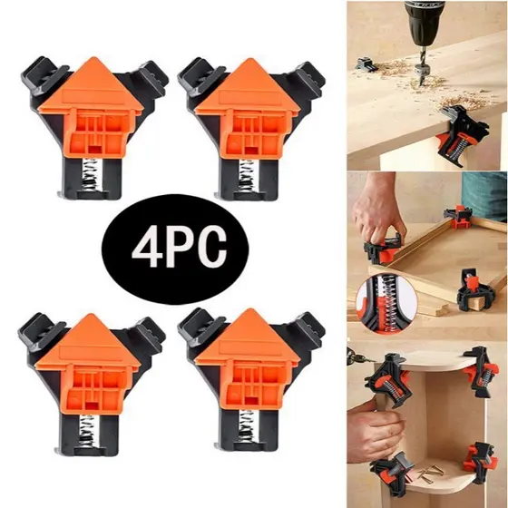 Kit 4 Grampos De Canto Aperto Angulares sargento Marceneiro 90° Graus esquadro