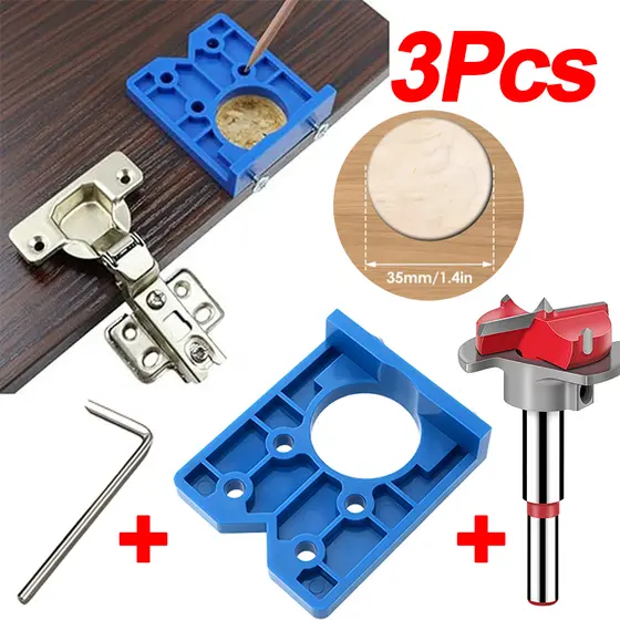 Kit Broca Forstner 35mm com Gabarito para Dobradiças | Ferramenta de Marcenaria Profissional