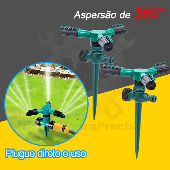 💧Aspersor Giratório 360° Automático para Jardim e Gramado - Irrigação Eficiente
