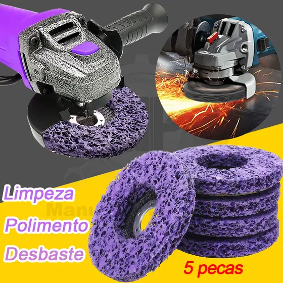 Kit 5 Strip Disco De Limpeza Flap remuver Removedor de tintas vernizes pintura em metal e madeira Lixadeira 115mm