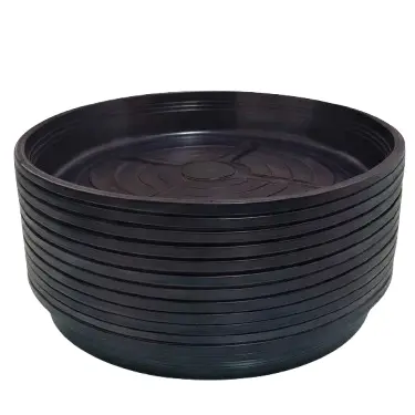 Kit 6 Prato Vaso De Planta Coletor de Água Plástico Preto Com Furos Suspenso - Pequeno Médio Grande