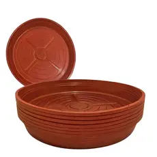 Kit 3 Prato Vaso De Planta Coletor Água Plástico Marrom Com Furos Suspenso - Pequeno Médio Grande