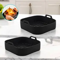 Kit 2 Forma De Silicone Quadrada Air fryer Antiaderente Cesto Silicone Fritadeira Elétrica Grande