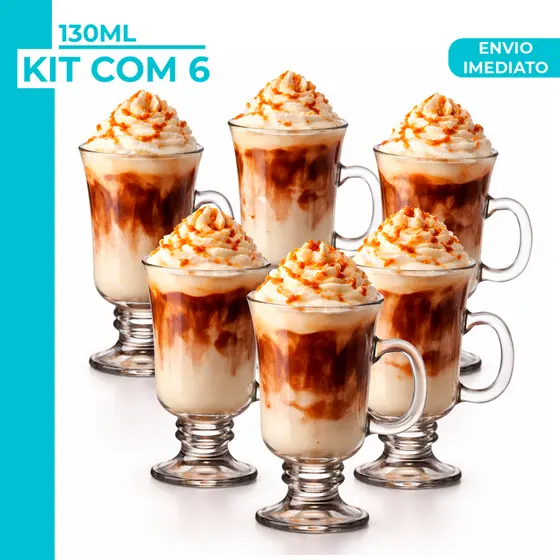 Jogo 3 ou 6 Peças Canecas Capuccino Nespresso Em Vidro Irish Coffee 130ml/230ml Chocolate Café Nespres