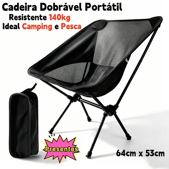 Cadeira Em Alumínio Portátil Dobrável Oxford 600D Ultraleve Praia Camping Pesca Com Bolsa Bask
