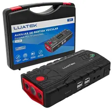 Auxiliar de Partida Veicular 12V 600A Powerbank 12000mAh Lanterna LED Maleta de Transporte