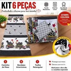 Kit De Cozinha 6 Peças (Jogo Americano - Estampado) - Casa Decoração - PREÇO DE FÁBRICA.