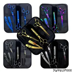 Kit de 3 Tesouras Profissionais | Fio, Navalha e Desfiadeira | Coloridas