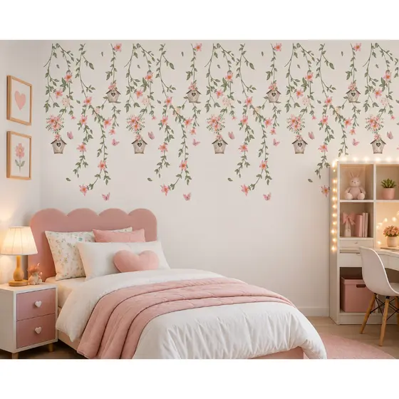 Papel de Parede Auto Adesivo Fosco Personalizado 1,50 x 0,50 JARDIM ENCANTADO
