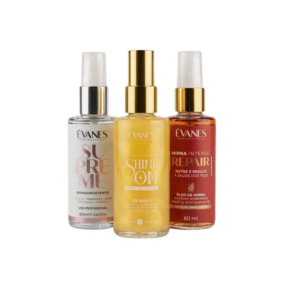Kit Finalizadores Evanes Brilho Reparação 3 de 60ml cada