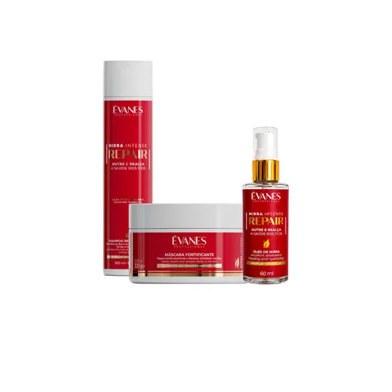 Kit Capilar Completo Mirra Shampoo Máscara Óleo Evanes