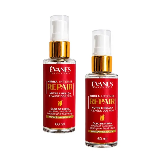 Kit 2 Óleo Mirra Cabelo Intense Repair Evanes Professional 60ml