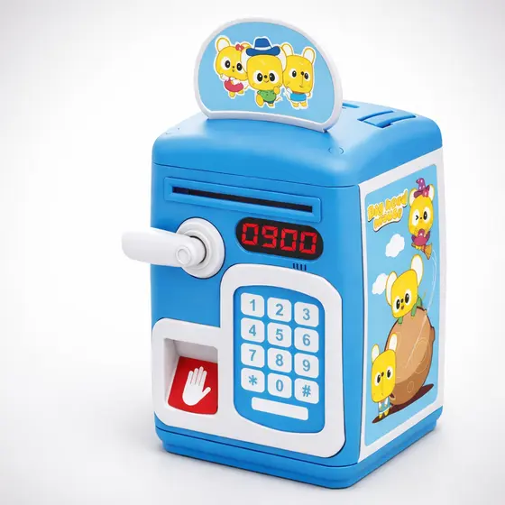 Cofre Digital Infantil Com Senha Biometria Cofrinho Eletrônico Notas Moedas