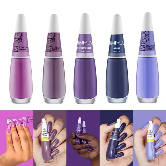 KIT ESMALTES ATACADO IMPALA TONS ROXO LILAS