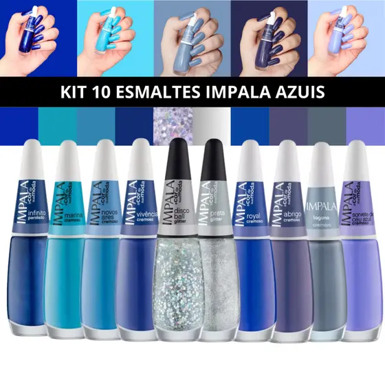 KIT ESMALTES TONS DE AZUL GLITTER DISCO BALL ESMALTE ATACADO PROMOÇÃO