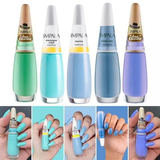 KIT ESMALTES IMPALA TONS DE AZUL VERDE ÁGUA