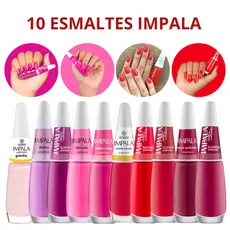 KIT ESMALTES DE UNHAS IMPALA CREMOSOS TONS DE ROSA MANICURE CORES VIBRANTES