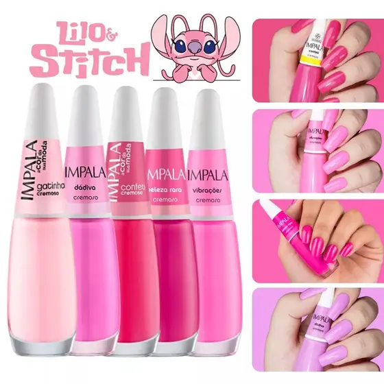 KIT ESMALTE IMPALA TONS ROSA ANGEL STITCH CREMOSO