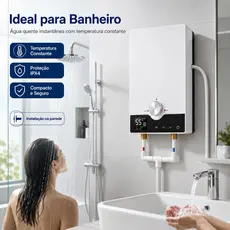 Aquecedor Elétrico Instantâneo 8800W 220V Chuveiro  Termostático Sem Reservatório para Banheiro – Econômico