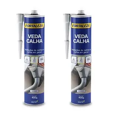 Kit 2 Colas Veda Calha E Rufos Alumínio Fortaleza 400g Selante Resistente Durável Vedação De Calhas