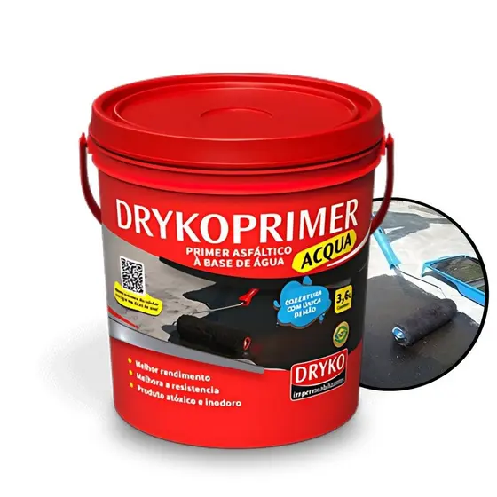 DrykoPrimer Acqua 1,0L Pintura Asfáltica Impermeabilizante Proteção Infiltração Preto