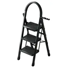 Escada Banqueta 3 Degraus Dobrável Aço Antiderrapante 150kg Doméstica Portátil Cozinha