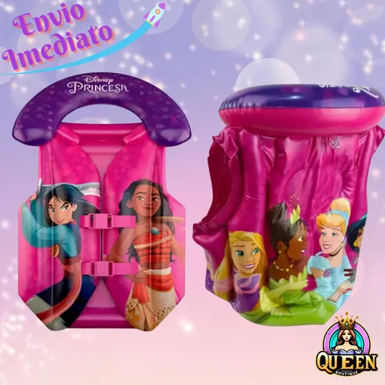 Bóia Colete Infantil Personagens Disney Menina Princesas