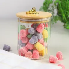 Pote de Vidro CANELADO TRANSPARENTE Porta Mantimentos cozinha Hermético Tampa Bambu argola Dourada porta tempero