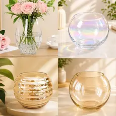 Vaso tipo Aquário redondo de vidro MODELOS DIVERSOS decorativo para Plantas terrário Multiuso vaso solitário