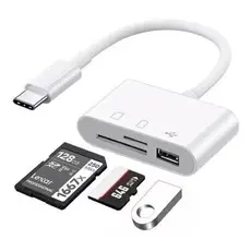 Adaptador 3 em 1 USB-C Para Leitor de cartão de memória SD, TF e USB adaptador OTG tipo-c APENAS ANDROID