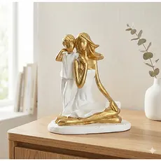Escultura Mãe com Filho Sentada – Estatueta de Maternidade, Amor e Afeto | Decoração Luxo