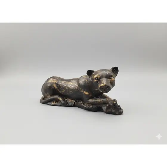 Estatueta - Estátua Pantera Deitada Decorativa- Escultura de Luxo para Sala e Escritório