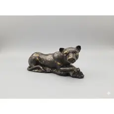 Estatueta - Estátua Pantera Deitada Decorativa- Escultura de Luxo para Sala e Escritório